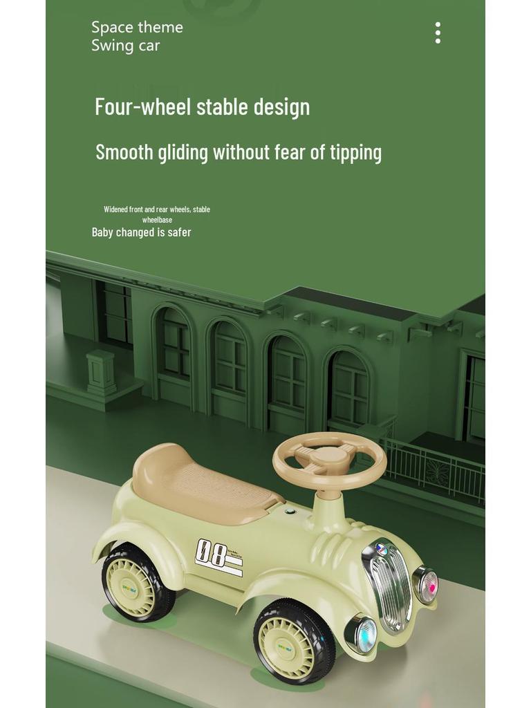 Balance Scooter im Vintage-Stil für Kinder von 1-3 Jahren - Wackel-Spielzeugauto für Kleinkinder
