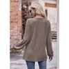 Tricouri de toamnă casual cu gât rotund plisate periate cu mânecă lungă pentru femei