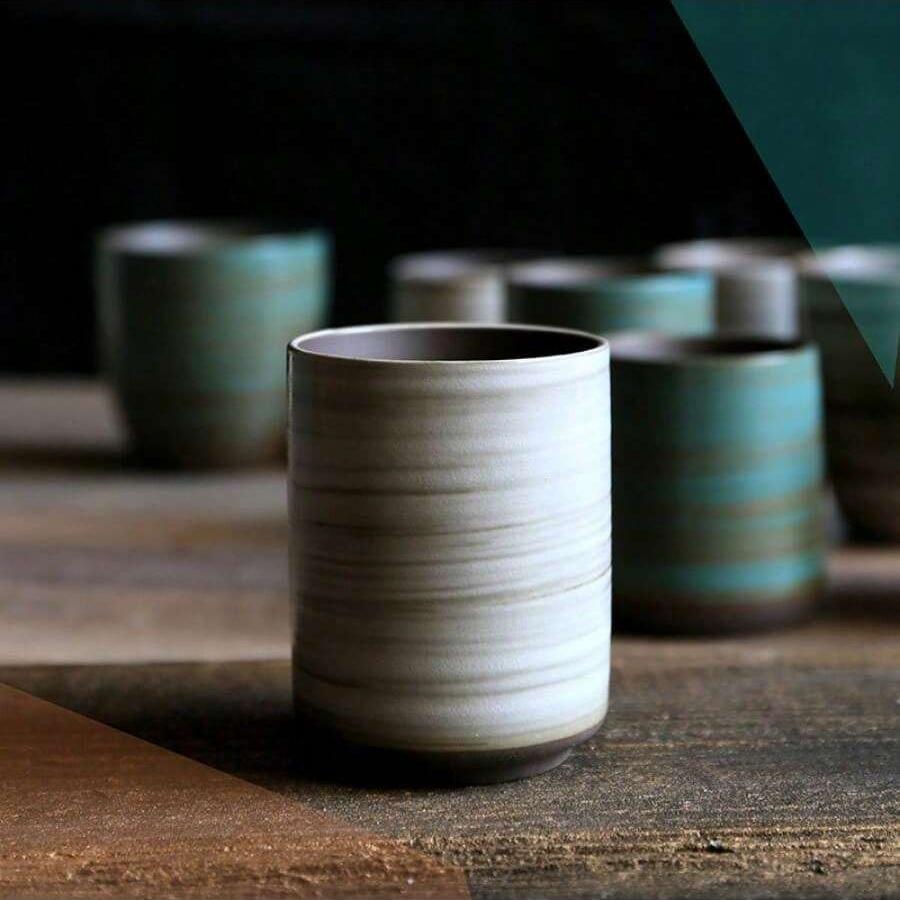 Hand-Painted Crackle Glaze Stoneware Mug for Coffee & Tea - Retro Chinese Gongfu & Japanese-Inspired Home Brewing Ceramic Cup