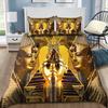 Ancient Egypt Anubis Duvet Cover Set Egyptian Symbol Culture Bedding Sets Vintage Pharaoh Pyramid Boho Tribal Quilt Cover Queen