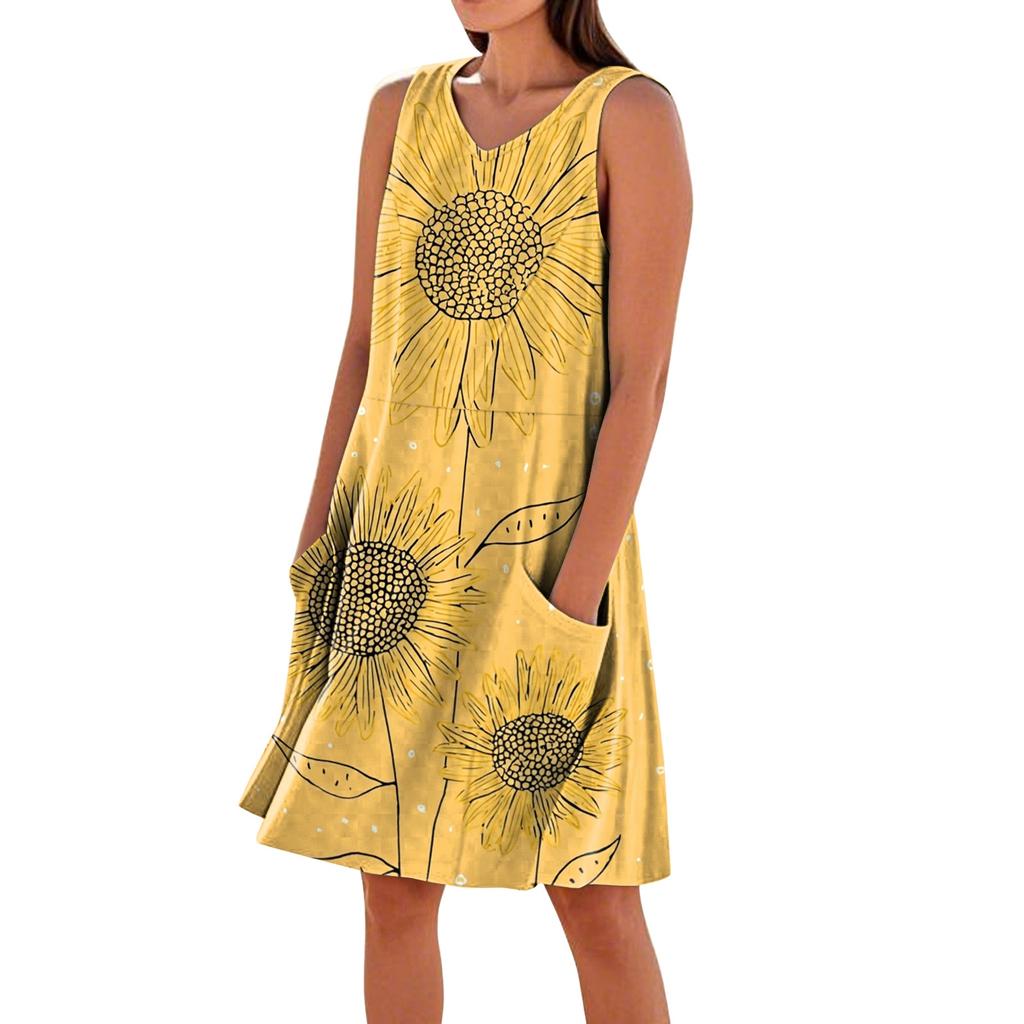 Summer Dresses for Women 2026 Casual Floral Dress Sleeveless Midi Dresses for Women Graduation Dress Suitable for Women