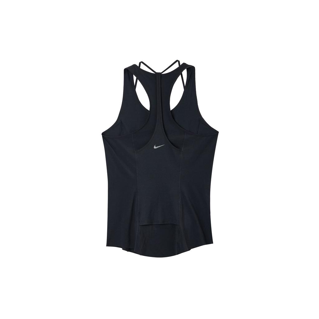 Nike Yoga Dri-FIT Luxe Ribbed Breathable Solid Color Wide Strap Tank Top Women Tops Black DM7005-010