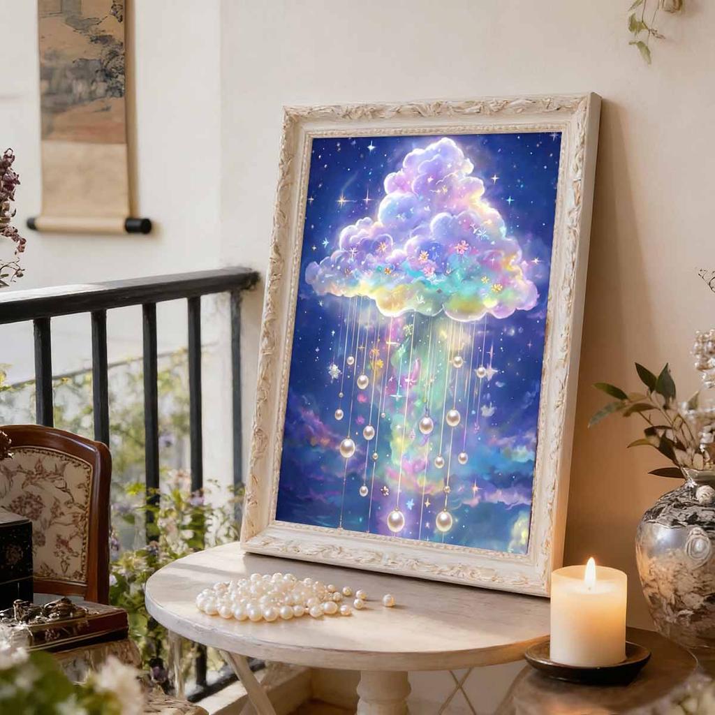 Kit Pittura con Perle Diamond Art Fai da Te per Adulti, Pittura Murale Artistica con Perle a Forma Speciale Nuvole Colorate per Decorazione Casa Ufficio Regalo Fatto a Mano