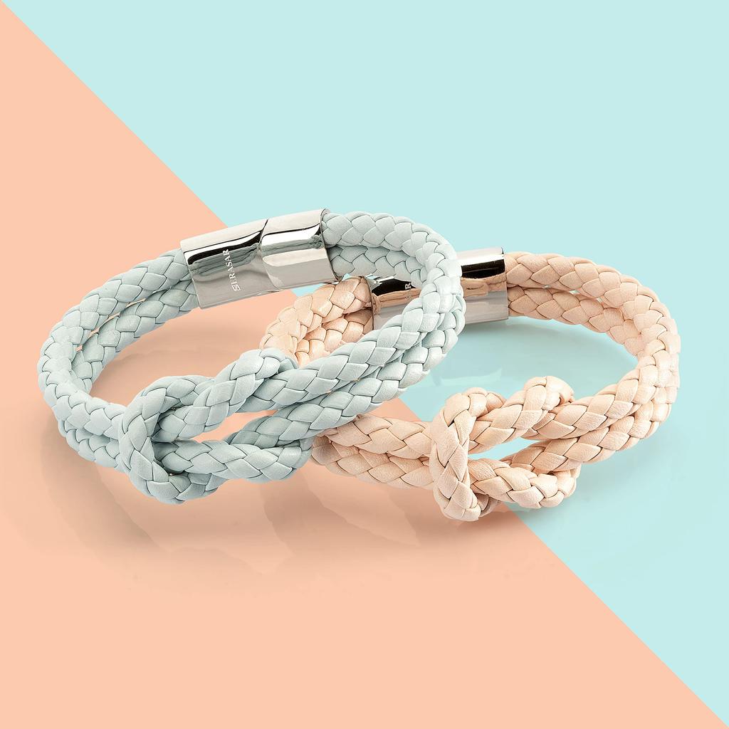Leather Bracelet for Women 18cm Light Blue Jewelry Box Authentic Decorative Arm Chain Girlfriend Gifts Sister Wife Couple Infinity Mother Lover