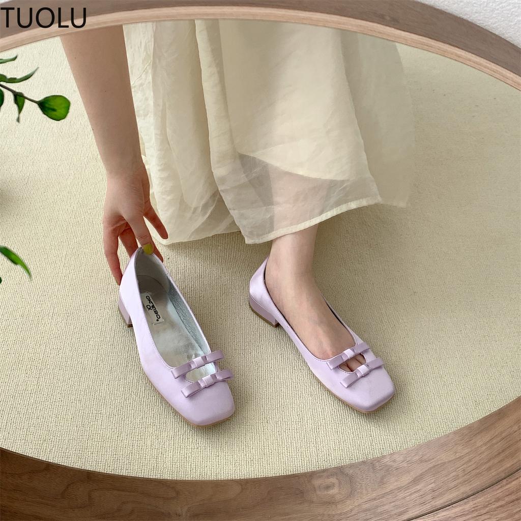 Fashion Women Flats Shoes New Summer Ballerina Shoes Sweet Bow-knot Ladies Square Toe Shallow Ballet Shoes Female Casual Slip On Loafers