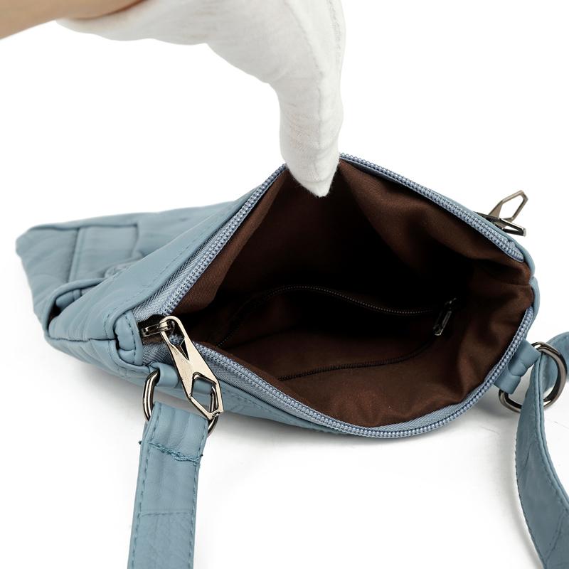 Women's Soft Leather Shoulder Bag Multi-Layer Crossbody Bag