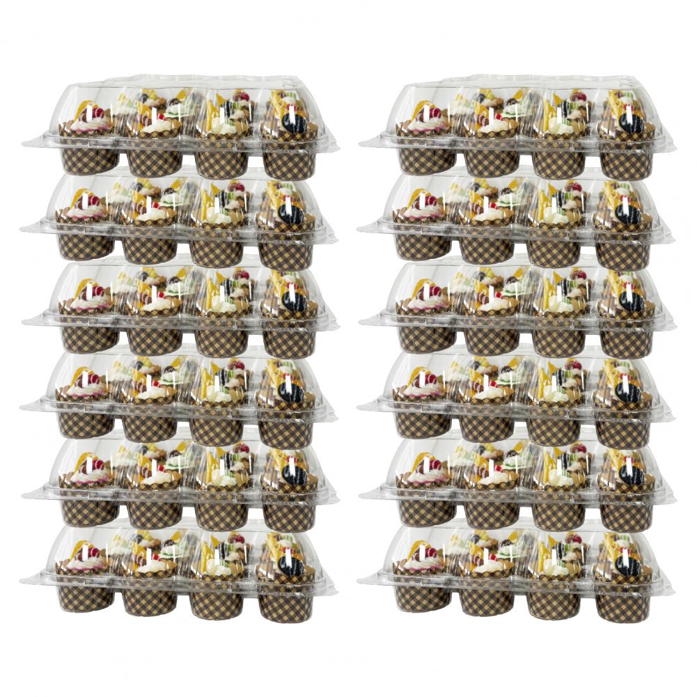 Cake Box with Secure Snap-on Closure 12pcs Stackable Cupcake Carrier Containers Disposable Cupcake Holder Boxes for Weddings