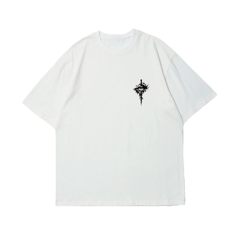 Gothic Eye Logo Y2k Street Fashion Trend Casual TShirt Unisexs and Womens Luxury Brand Top
