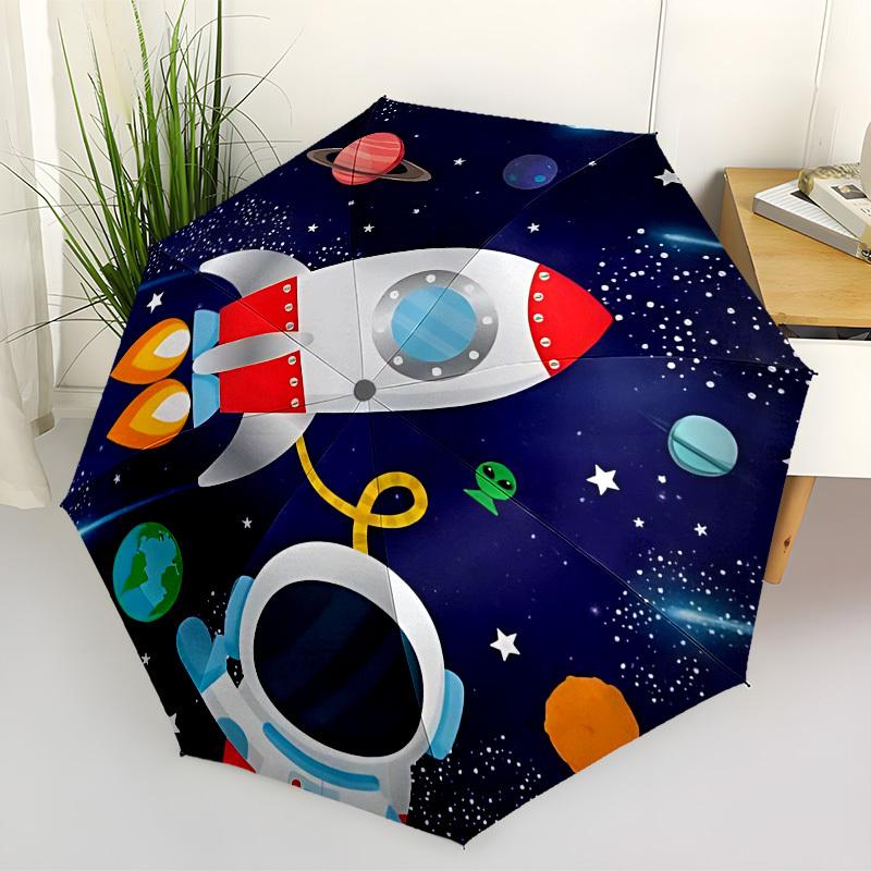 1pc Rocket Ship Automatic Folding Umbrella, Heavy-Duty 8-Rib Construction, Perfect for Everyday Yy251114136