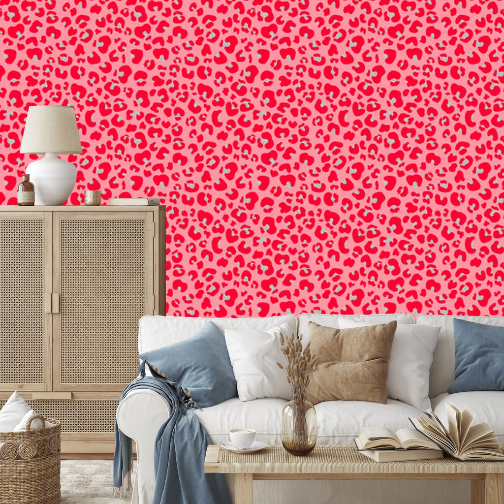 Red Animal Skin Wallpaper Coral and Pink for Living Room and Bedroom 50x1000