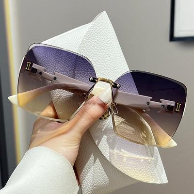 New Internet Celebrity Frameless UV Protection Trend Sunshade Temperament Large Frame Versatile Sunglasses Sunglasses Women's Glasses