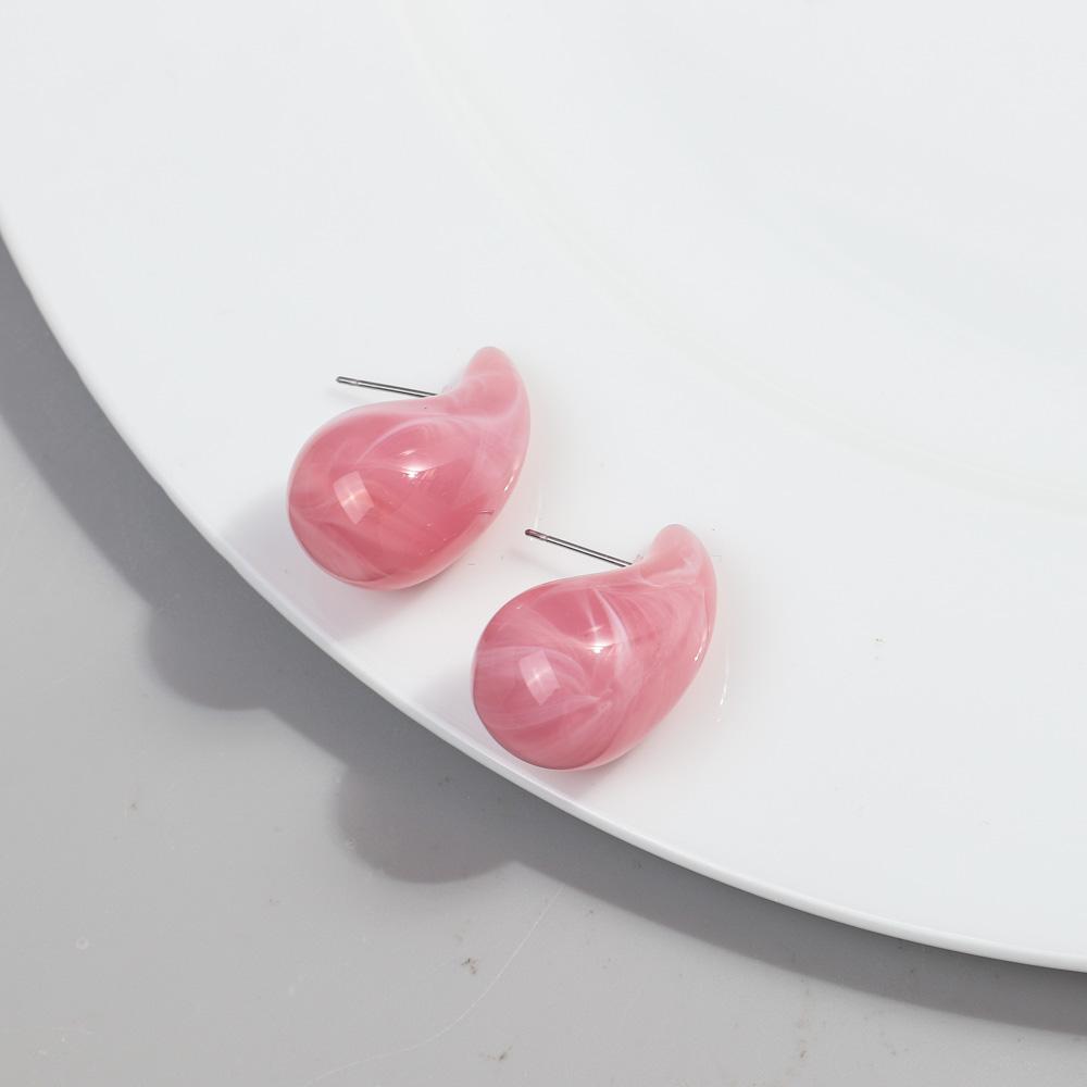 New AB Colorful Chunky Teardrop Earrings Dupes for Women Smooth Hollow Thick Water Drop Earring Hoops Trendy Jewelry Lightweight