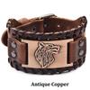 Retro Vintage Deri Bileklik Homme Tokalı Kurt Bileklikler Punk Manşet Bilezik Bileklik Erkek Takı Pulseras Hombre Pulseira Masculina MIT