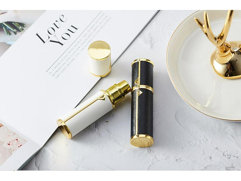 Luxury Leather 5ml Bottom-Fill Perfume Travel Spray Bottle - TSA Approved, Portable Gift.