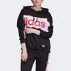 adidas Originals Langer Hoodie Großes Logo Amerikanischer Vintage Farbblock Kapuzenpullover Damen Hoodies Schwarz FH7564