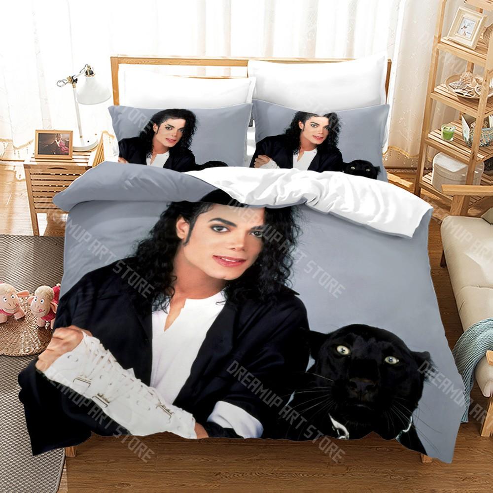3D Geprint Michael MJ Jackson Beddengoed Set voor Jongens Meisjes Dekbedovertrek Kussensloop Twin Queen King Vol Enkel Dubbel Maten EU Single 135*200cm/53x79in 3pcs gray
