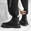 Mode Herren Casual Chelsea Boots Slipper Echtleder Schuhe Business Büro Kleid Cowboy Plateau Stiefel Frühling Herbst Knöchel Botas Mann