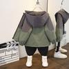Children's Spring and Autumn Jackets, Boys' Color Matching Hooded Windbreakers, Boys' Long-sleeved Jackets, Tops
