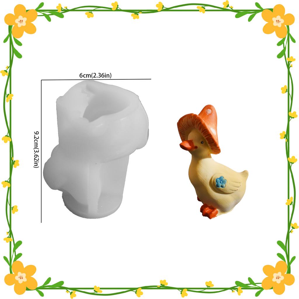 Mushroom Straw Hat Small Yellow Duck Silicone mold Animal Duck Decor Statues Outdoor Courtyard Garden Landscape Home Decor