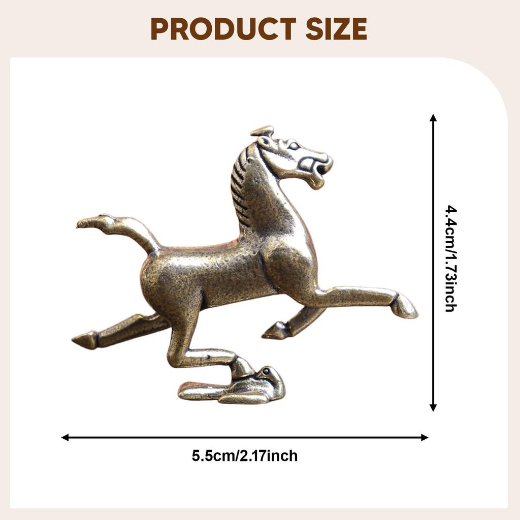 Decorative Horse Figurine Brass Sculpture Miniature Animal Statue for Bookshelf Home Desk Decor