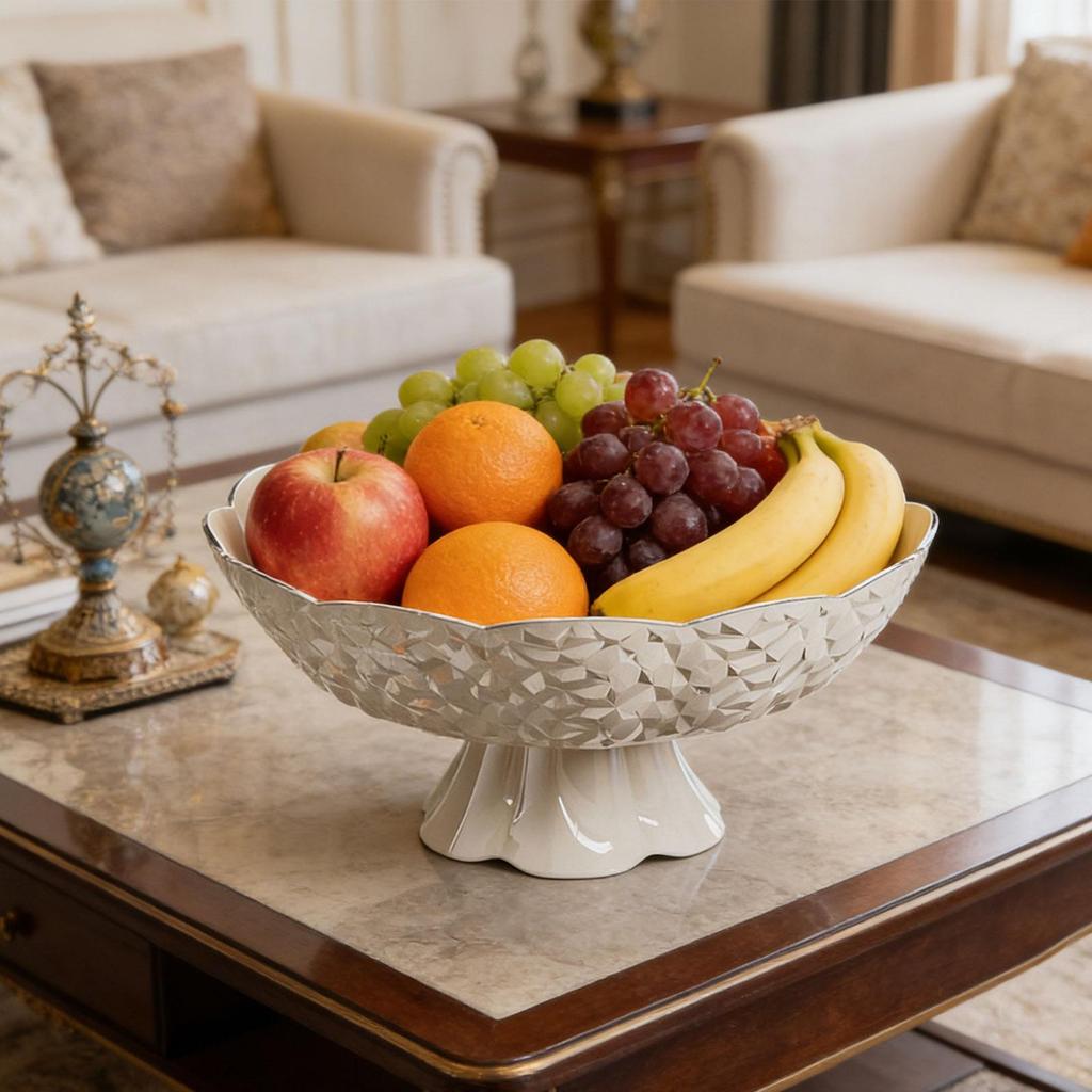 Fruit Bowl Vegetable Holder Pasta Dish Decorative Pedestal Bowl with Drain Hole