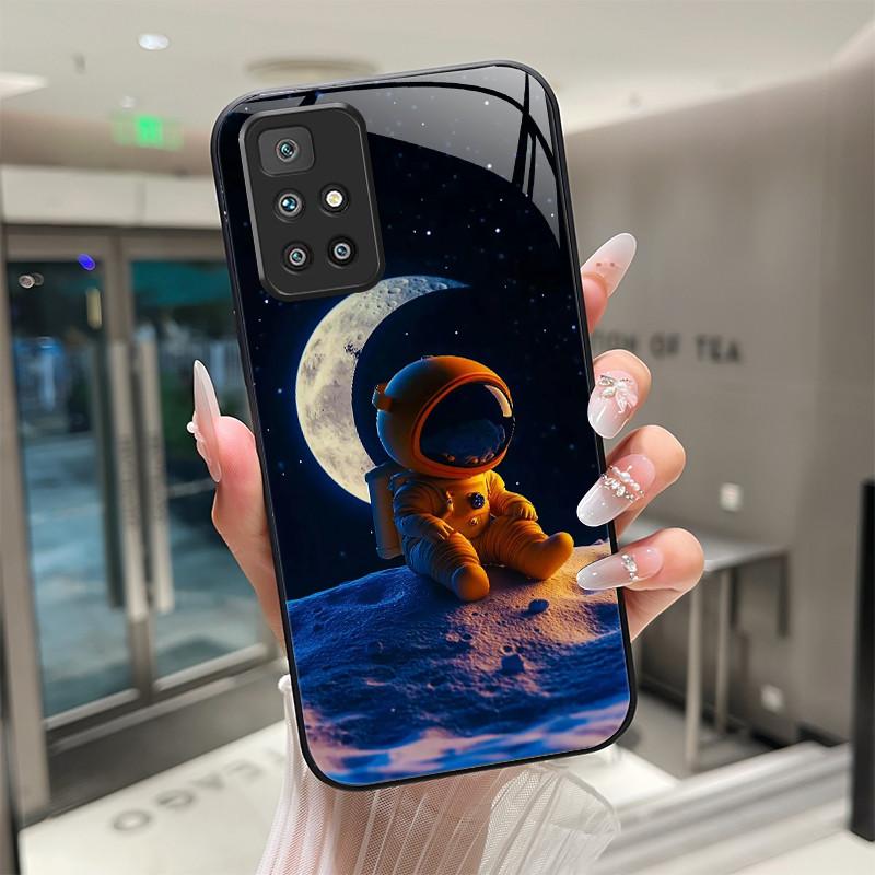 For Xiaomi Redmi 10 Prime 2022 Phone Case Tempered Glass Hard Shell flower Cute cats Coque For Redmi10 10Prime 2022 Back Cover