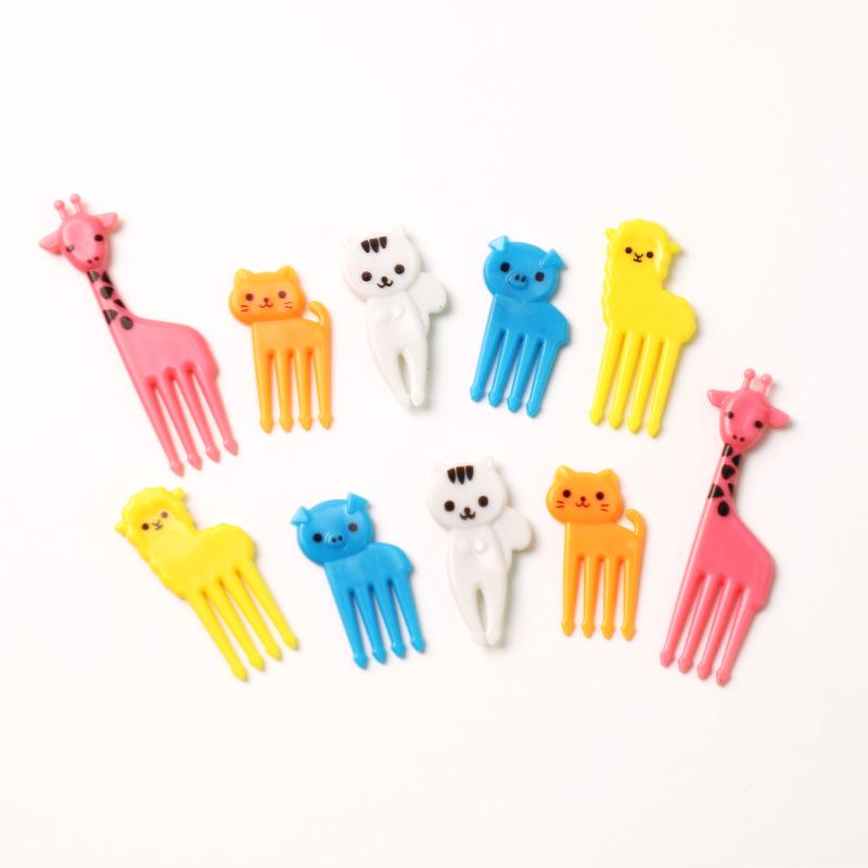 Kinderen Anime-Stijl Dier Vruchtenvork Prikkertjes Set - Giraffe Cartoon Ontwerp voor Bento en Snacks