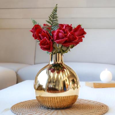 Metal Flower Vase for Home Dcor Living Room Office Wedding | Table Decorative Item for Festivals Birthday Golden Vase 1Pcs (Flower Not Included)