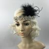 Great Gatsby 1920 Flapper Kopfschmuck Kristall Braut Schwarz Feder Stirnband