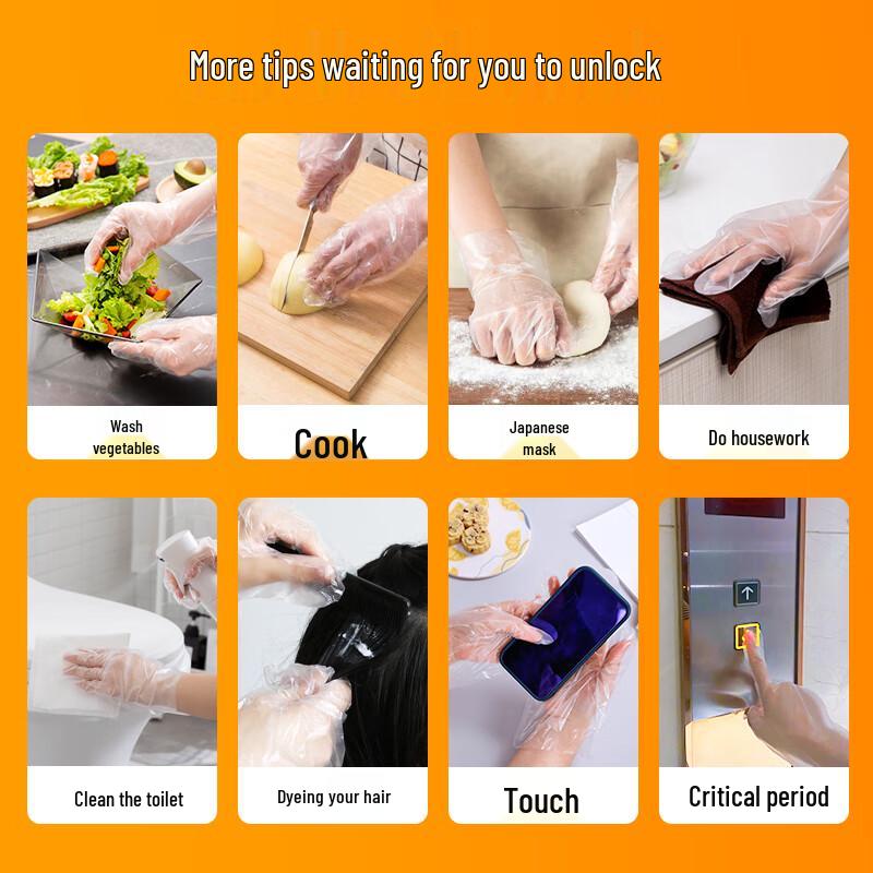 YouAo Zesílené PE Jednorázové Potravinářské Rukavice