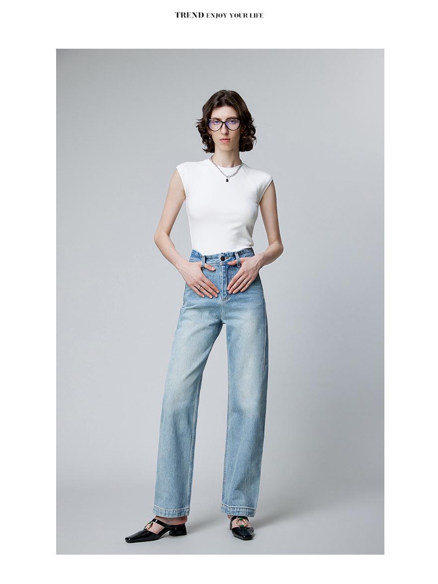 MBB2025 Women s Light Luxury Retro Wide-Leg Jeans, Slimming High-Waist, Autumn/Winter Cow Denim. 29