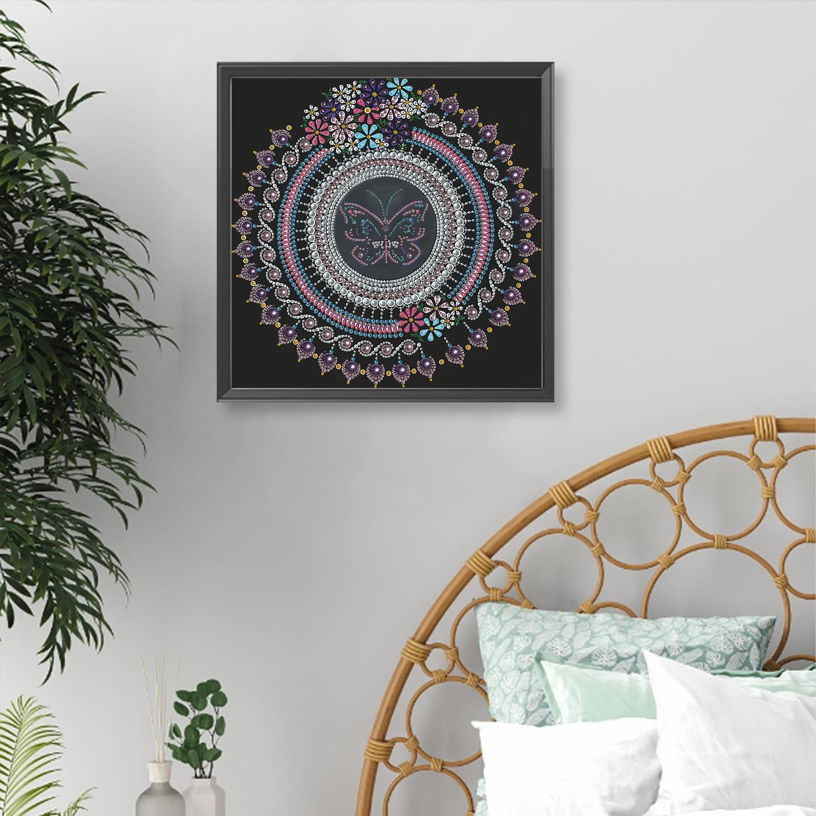 DIY Mandala Pearl Dot Painting 25x25cm Pearl Painting Art Kits Without Frame for Adults Beginners Home Wall Decor arancione