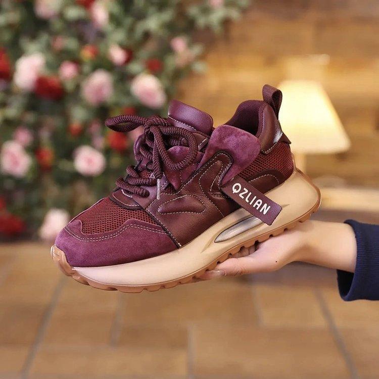 

Интернет-знаменитость маффин толстая подошва увеличивающие рост папины кроссовки женщины 2024 лето новые дышащие сетчатые кроссовки женская обувь 35 бордовый