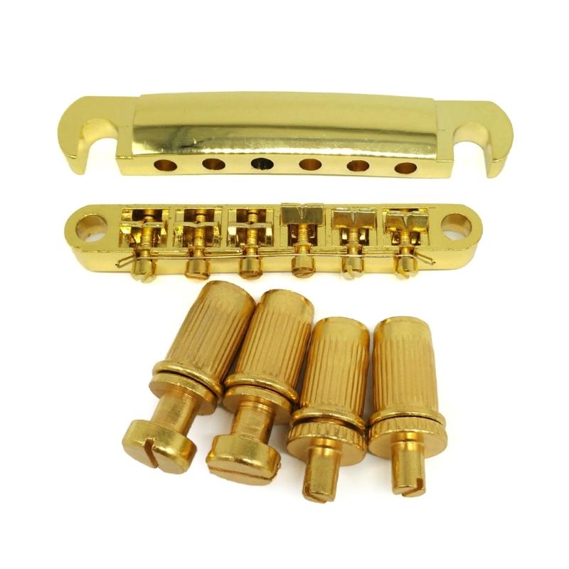 Tune O Matic Bridge, Rollers Saddle Tune O-Matic Guitar Bridge with Tailpiece & Studs for LP Guitar Replacements Kits