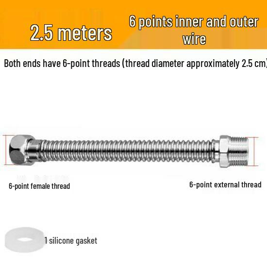 

Гнучкий гофрований шланг для водонагрівача з нержавіючої сталі, різьба 1/2 і 3/4 зовнішня/внутрішня, вибухозахищений подовжувальний клапан для впуску.