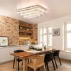 20.07'' Indoor K9 Crystal LED Square Ceiling Light Fixture 3-Tier Rectangular Flush Mounted Chandelier with Switch