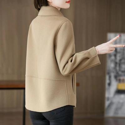 Cappotto da Donna in Lana Double Face Primavera Autunno Giacca Corta alla Moda Capospalla di Alta Qualità
