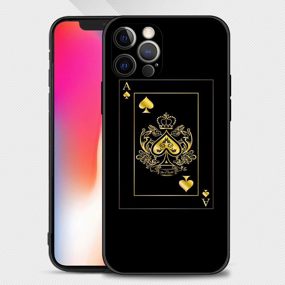 

Чехол для телефона Ace Of Diamonds In Gold Art для iPhone 13 12 11 Pro Max XS Max XR X 7 8 Plus 12 Mini 6S 5S SE 2020, силиконовый чехол iPhone 13 Mini