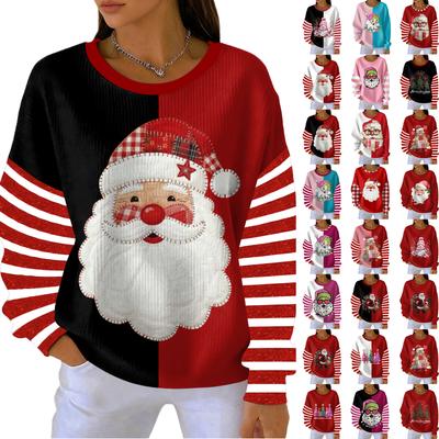 Women's Loose Comfortable Casual And Fashionable Round Neck Christmas Pattern Long Sleeved Sweatshirt