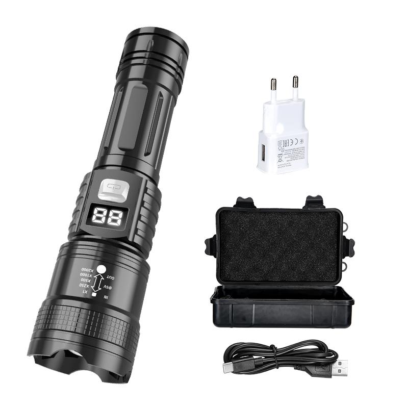 High Power LED Flashlight USB Rechargeable Zoomable Torch for Outdoor Camping Fishing Flashlight for Christmas Gift Set for Men