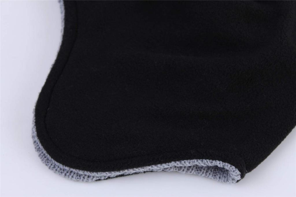 Conetail Winter Knit Hat with for Outdoor and Cold Weather Light Gray Men's Earflaps, Warm, Fleece-Lined, Skiing,