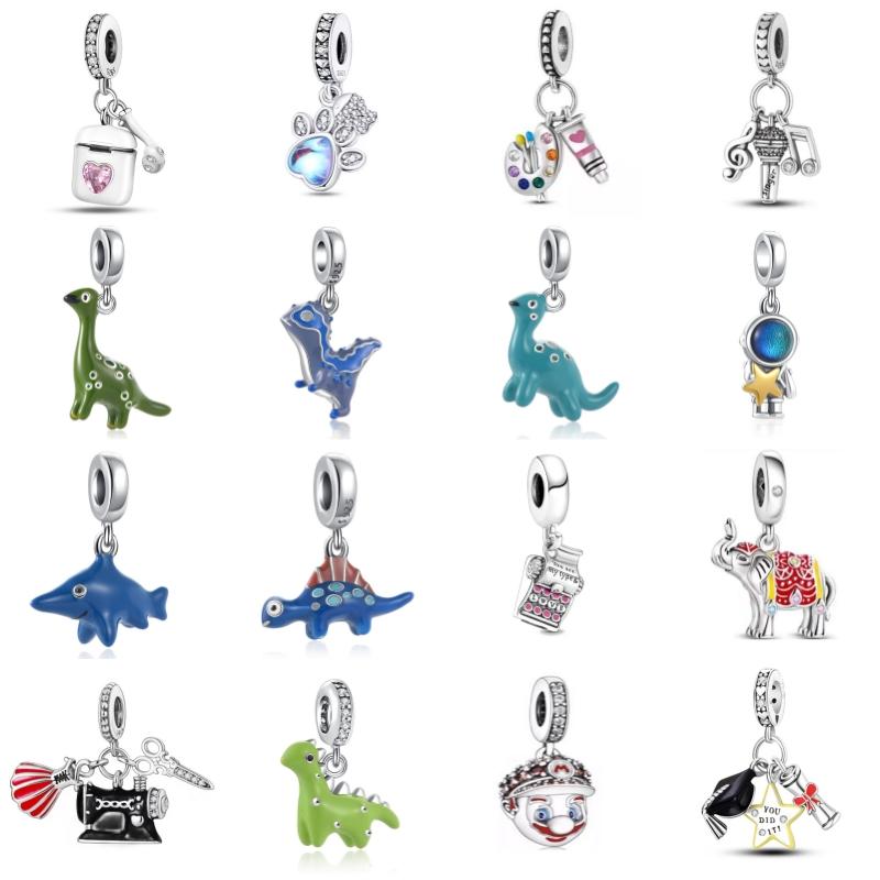 New New Dinosaur Pendant Heart Love You Forever Light In Dark Copper Plated Bead Fit Original Bracelet Women Diy