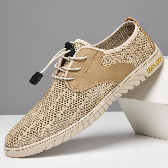 

Летние мужские кроссовки с дышащей сеткой, новая модная повседневная обувь с отверстиями, мужские легкие сандалии большого размера, Zapatos De Hombre 37 жёлтый