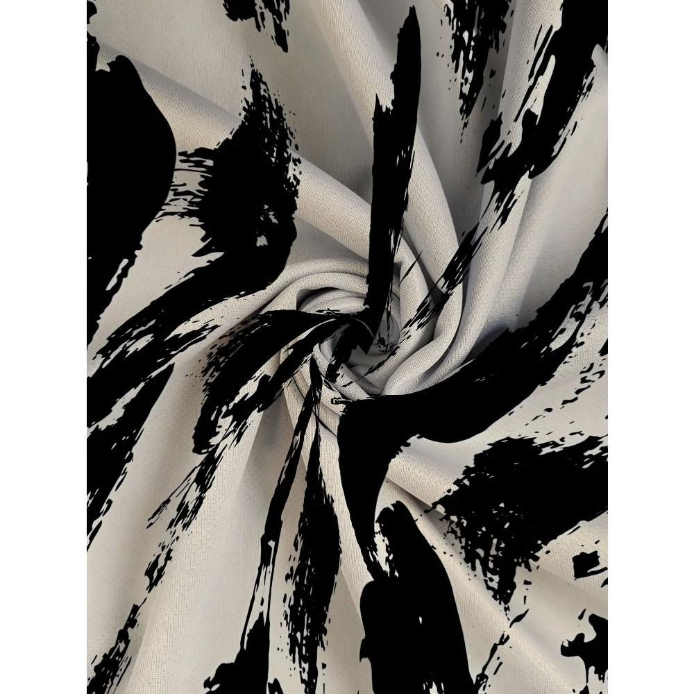 Women's Plus Size with Pocket Design Loose Abstract Printed Long Sleeve T-Shirt Women's Summer Fashion Versatile Top