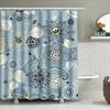 Blue Bathroom Shower Curtain With Floral Design Modern Home Decor For Bathtub Washable Fabric Various Sizes Available