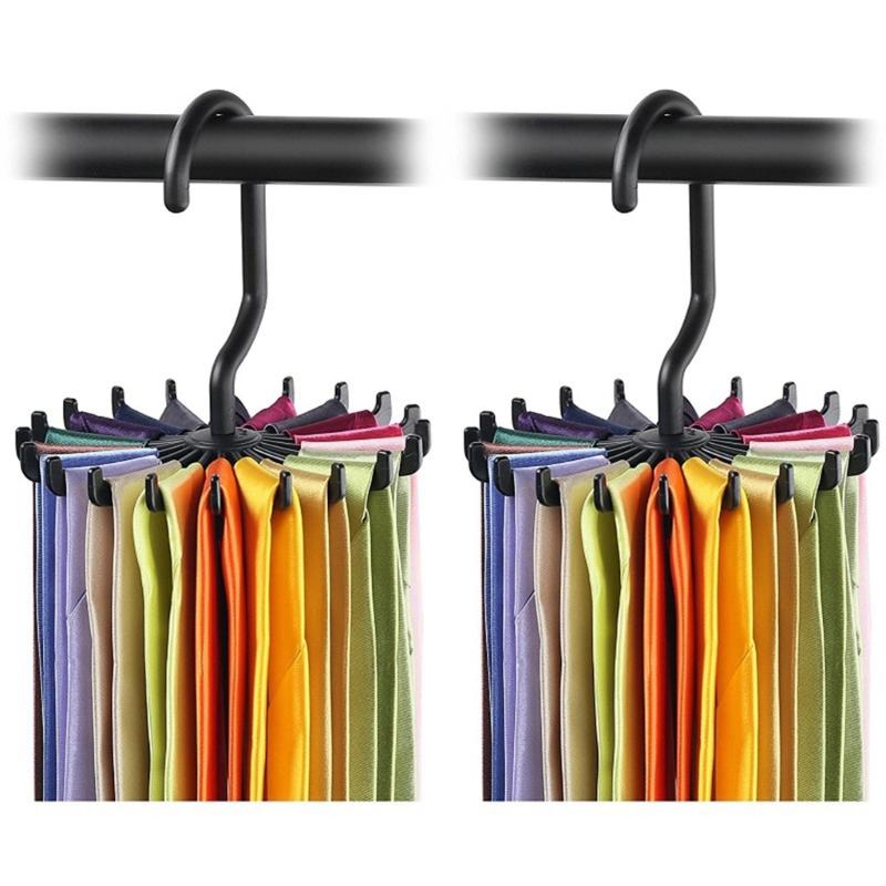 Belt Hanger Scarf Tie Rack Holder for Closet 360 Degree Rotating Clothes Hangers with 18 Claws for Hanging Scarf Towels