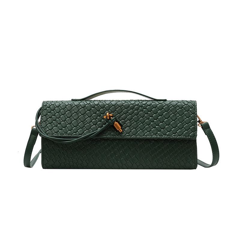 New Woven Bag Single Shoulder Baguette Bag Niche High-end Horizontal Hand-held Dinner Bag Crossbody Versatile Temperament Bag