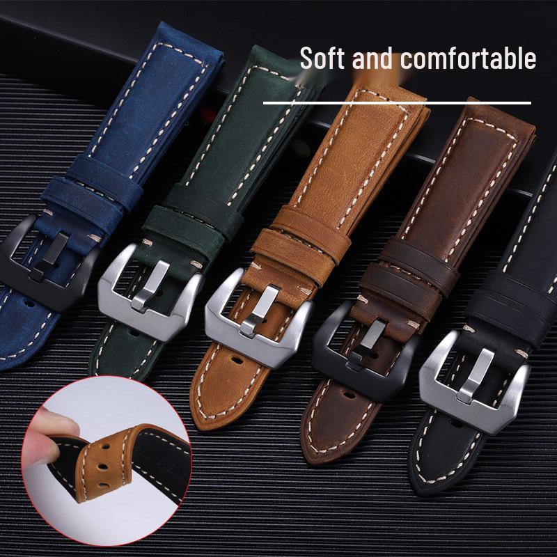 Peihaina Hai Genuine Crazy Horse Leather Strap for Panerai - Quick Release, 20/22/24/26mm.