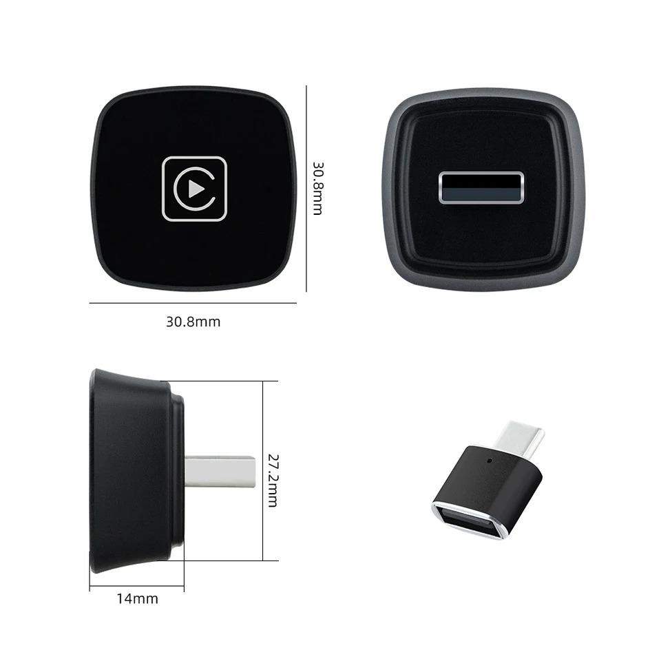 Mini 2 in1 Wireless Carplay Adapter for Android iPhone Auto Wired to Wireless AI Box Car Intelligent Systems with Wired CarPlay