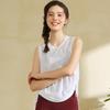 Slub Yarn Summer Breathable Yoga Blouse Women's Loose Round Neck Sleeveless Sports Blouse Hem Drawstring Yoga Blouse